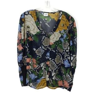 Cabi Snake Charmer 3762 V-Neck Long Sleeve Button Front Blouse Womens Medium